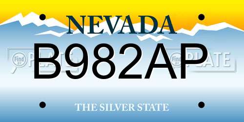 B982AP Nevada License Plate