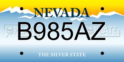 B985AZ Nevada License Plate