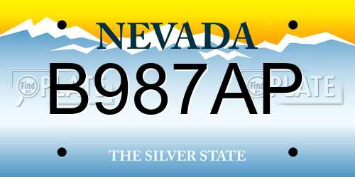 B987AP Nevada License Plate