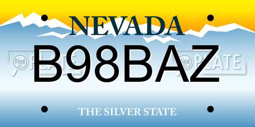 B98BAZ Nevada License Plate