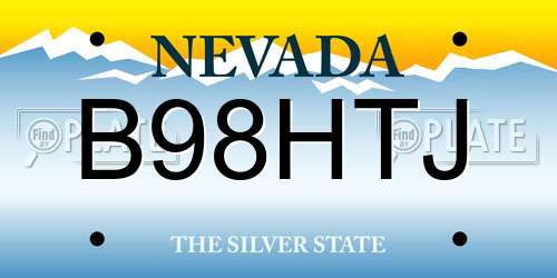 B98HTJ Nevada License Plate