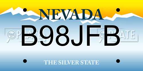 B98JFB Nevada License Plate