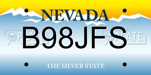 B98JFS Nevada License Plate