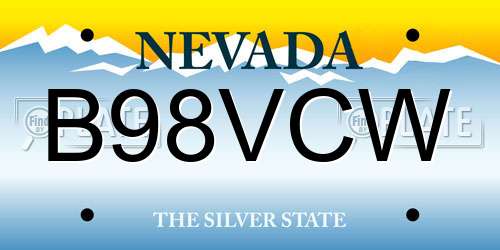 B98VCW Nevada License Plate