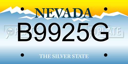 B9925G Nevada License Plate