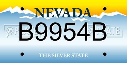 B9954B Nevada License Plate
