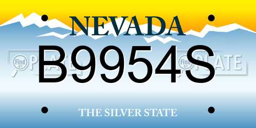 B9954S Nevada License Plate