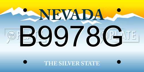 B9978G Nevada License Plate