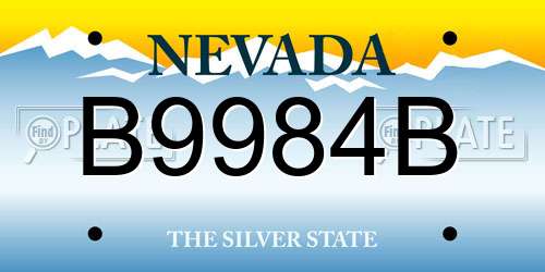 B9984B Nevada License Plate