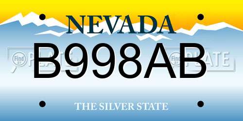 B998AB Nevada License Plate