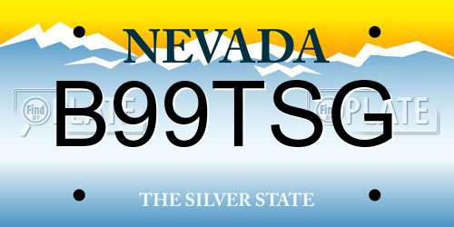 B99TSG Nevada License Plate