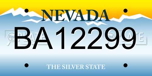 BA12299 Nevada License Plate