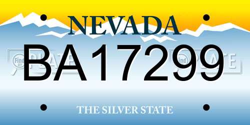 BA17299 Nevada License Plate