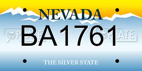 BA1761 Nevada License Plate