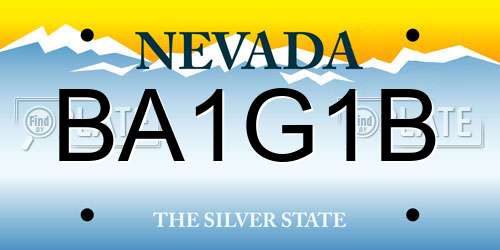 BA1G1B Nevada License Plate