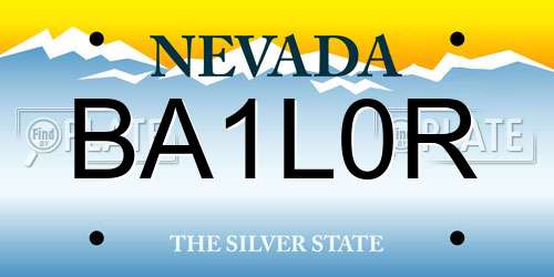 BA1L0R Nevada License Plate