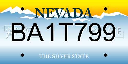 BA1T799 Nevada License Plate