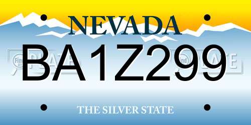 BA1Z299 Nevada License Plate