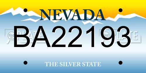 BA22193 Nevada License Plate