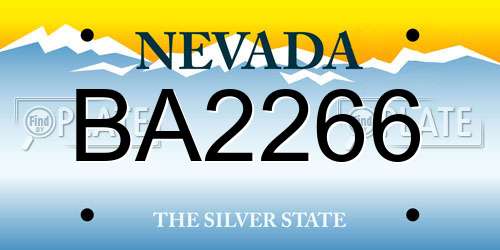BA2266 Nevada License Plate
