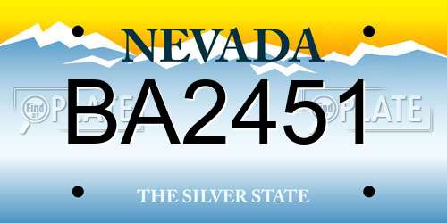 BA2451 Nevada License Plate