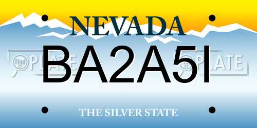 BA2A5I Nevada License Plate