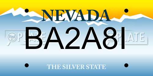 BA2A8I Nevada License Plate