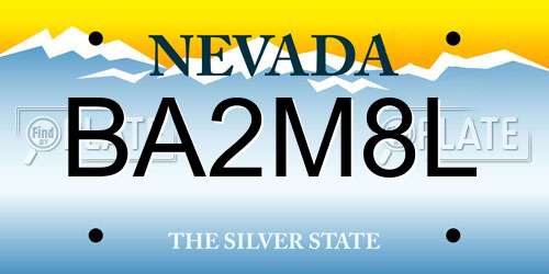 BA2M8L Nevada License Plate
