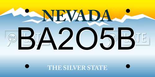 BA2O5B Nevada License Plate