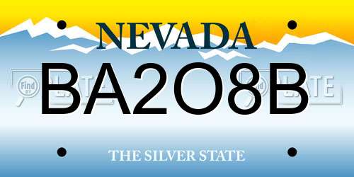 BA2O8B Nevada License Plate