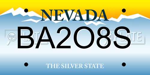 BA2O8S Nevada License Plate