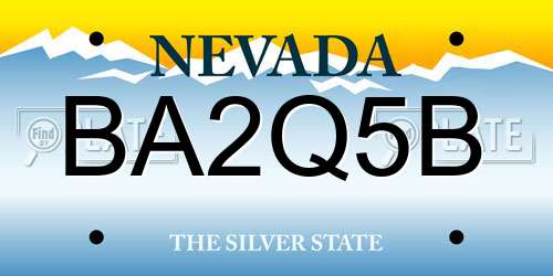 BA2Q5B Nevada License Plate