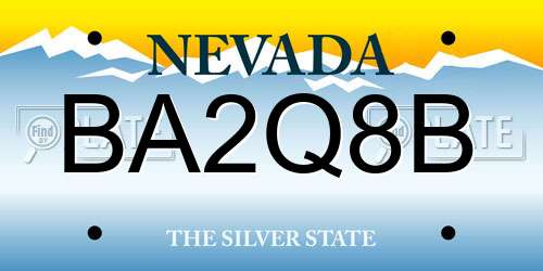 BA2Q8B Nevada License Plate