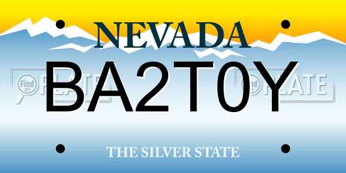 BA2T0Y Nevada License Plate