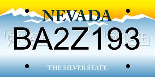BA2Z193 Nevada License Plate