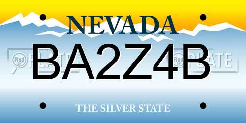 BA2Z4B Nevada License Plate