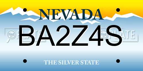 BA2Z4S Nevada License Plate