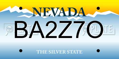 BA2Z7O Nevada License Plate