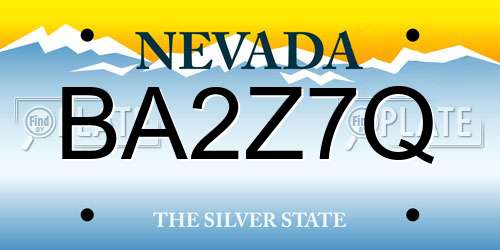 BA2Z7Q Nevada License Plate
