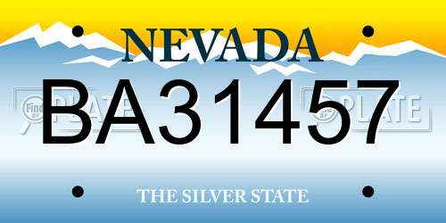 BA31457 Nevada License Plate