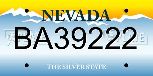 BA39222 Nevada License Plate