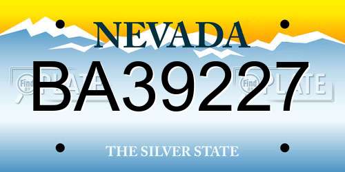 BA39227 Nevada License Plate