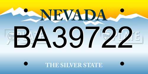 BA39722 Nevada License Plate