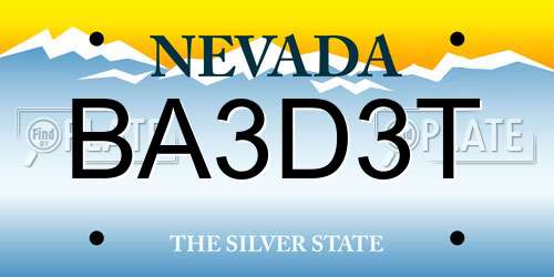 BA3D3T Nevada License Plate