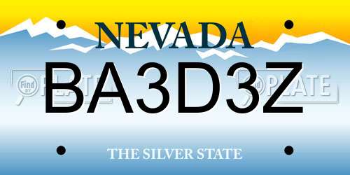 BA3D3Z Nevada License Plate