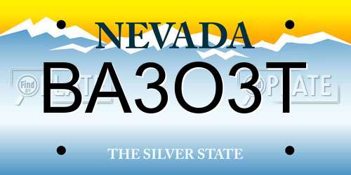 BA3O3T Nevada License Plate