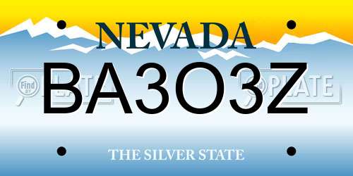 BA3O3Z Nevada License Plate