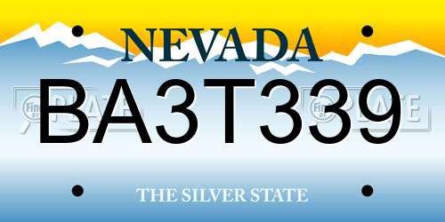 BA3T339 Nevada License Plate