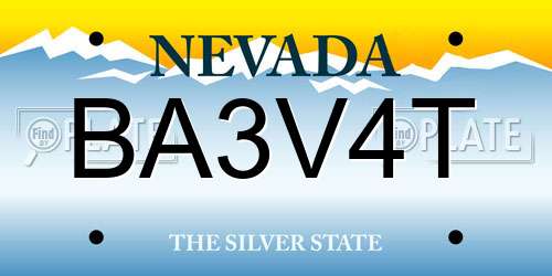 BA3V4T Nevada License Plate