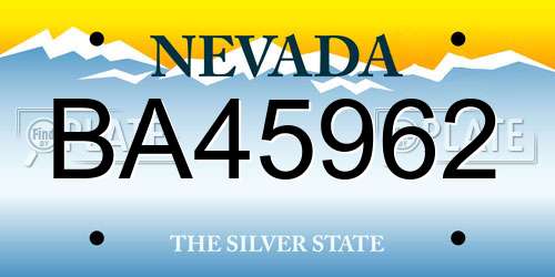 BA45962 Nevada License Plate
